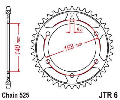 JT JTR6.41 Zadní kolečko (rozeta), 41 zubů, 525 BMW F 650 GS 08-12