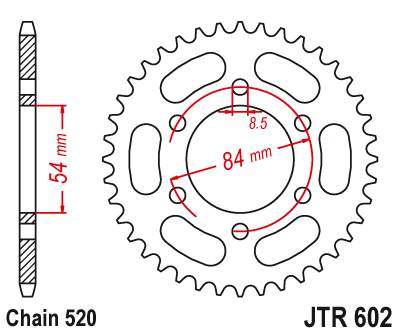 JT JTR602.40 Zadní kolečko (rozeta), 40 zubů, 520