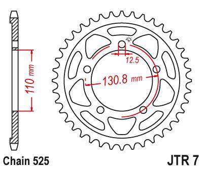 JT JTR7.44 Zadní kolečko (rozeta), 44 zubů, 525 BMW S 1000 RR 09-11