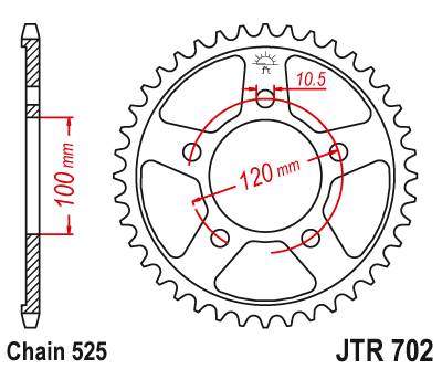 JT JTR702.40 Zadní kolečko (rozeta), 40 zubů, 525