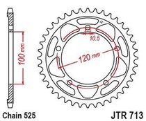 JT JTR713.40 Zadní kolečko (rozeta), 40 zubů, 525 APRILIA RSV 1000 11-15