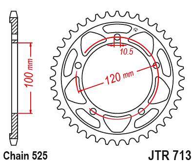 JT JTR713.41 Zadní kolečko (rozeta), 41 zubů, 525 APRILIA RSV 4RF 15-17, RSV4 RR 16-17, TUONO 1000/1100 (-1)