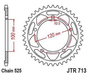 JT JTR713.42 Zadní kolečko (rozeta), 42 zubů, 525 APRILIA TUONO 1000/1100 12-17