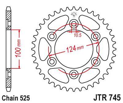 JT JTR745.37 Zadní kolečko (rozeta), 37 zubů, 525 DUCATI MONSTER 916 S4 01-03