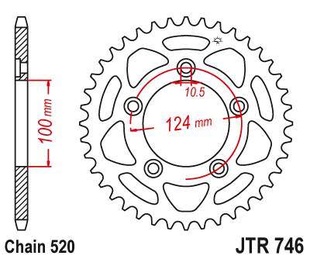JT JTR746.39 Zadní kolečko (rozeta), 39 zubů, 520