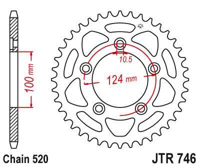 JT JTR746.43 Zadní kolečko (rozeta), 43 zubů, 520