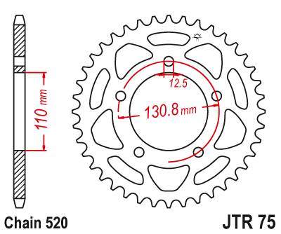 JT JTR75.42 Zadní kolečko (rozeta), 42 zubů, 520