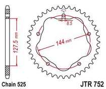 JT JTR752.36 Zadní kolečko (rozeta), 36 zubů, 525