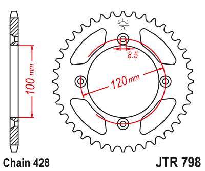 JT JTR798.44 Zadní kolečko (rozeta), 44 zubů, 428