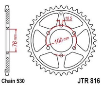 JT JTR816.44 Zadní kolečko (rozeta), 44 zubů, 530 SUZUKI GSXR1100, GSXR750 (92-95)