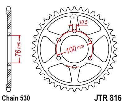 JT JTR816.50 Zadní kolečko (rozeta), 50 zubů, 530