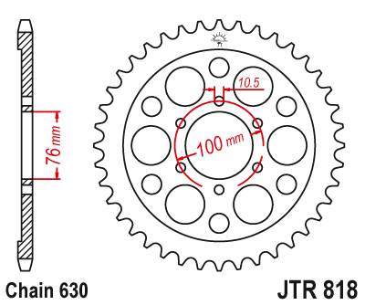 JT JTR818.42 Zadní kolečko (rozeta), 42 zubů, 630 SUZUKI GS 1000/1100, GSX 1100E