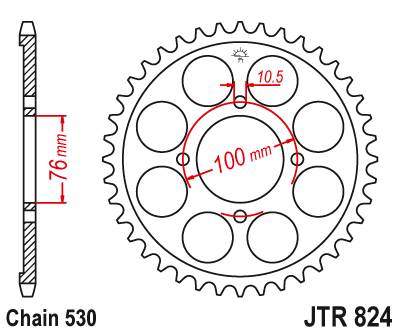 JT JTR824.40 Zadní kolečko (rozeta), 40 zubů, 530