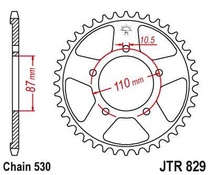 JT JTR829.43 Zadní kolečko (rozeta), 43 zubů, 530 SUZUKI RF 600R 93-95 (GN76A)