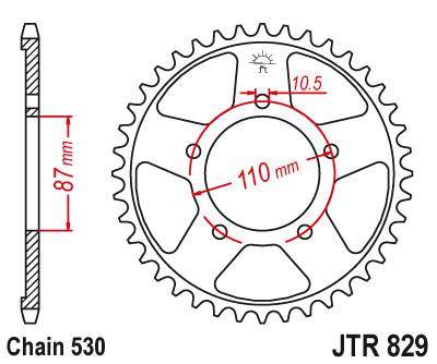 JT JTR829.44 Zadní kolečko (rozeta), 44 zubů, 530 SUZUKI GSXR 750 (88-89)