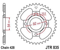 JT JTR835.46 Zadní kolečko (rozeta), 46 zubů, 428 YAMAHA TZR 125 88-93, RD 125 LC 1 82-85