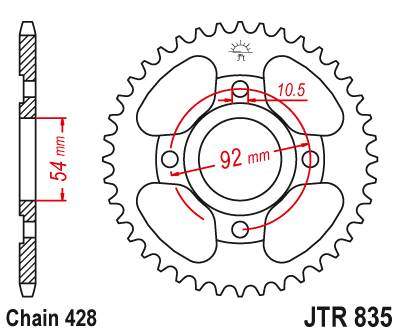 JT JTR835.47 Zadní kolečko (rozeta), 47 zubů, 428