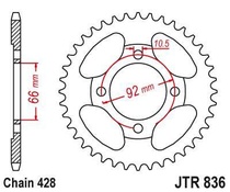 JT JTR836.39 Zadní kolečko (rozeta), 39 zubů, 428