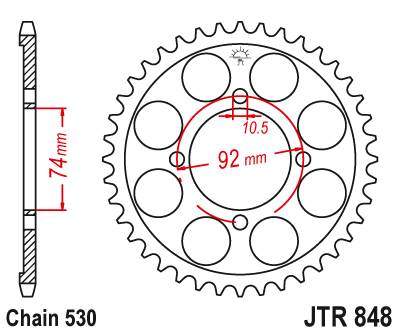 JT JTR848.37 Zadní kolečko (rozeta), 37 zubů, 530