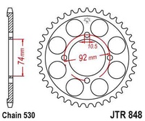 JT JTR848.39 Zadní kolečko (rozeta), 39 zubů, 530 YAMAHA RD 250 (76-77), RD 350 (80-82)