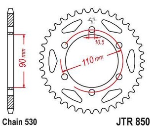 JT JTR850.34 Zadní kolečko (rozeta), 34 zubů, 530