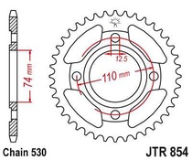 JT JTR854.36 Zadní kolečko (rozeta), 36 zubů, 530 YAMAHA XS 400SE 80-82