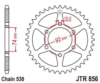 JT JTR856.45 Zadní kolečko (rozeta), 45 zubů, 530 YAMAHA XJ 550 81-85
