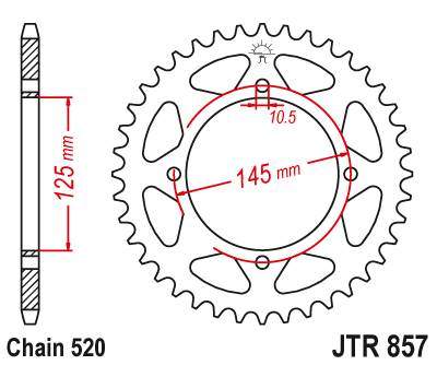 JT JTR857.47 Zadní kolečko (rozeta), 47 zubů, 520 YAMAHA XV 125 VIRAGO, XVS 125, TT 600RE