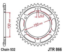 JT JTR866.39 Zadní kolečko (rozeta), 39 zubů, 532 YAMAHA YZF 750 93-97, FZR 1000 89-95, GTS 1000