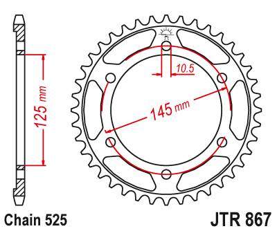 JT JTR867.43 Zadní kolečko (rozeta), 43 zubů, 525 YAMAHA TDM 850 99-01 (4TX)