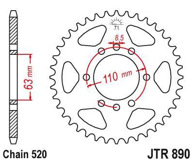 JT JTR890.45 Zadní kolečko (rozeta), 45 zubů, 520