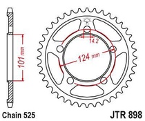 JT JTR898.38 Zadní kolečko (rozeta), 38 zubů, 525 KTM 950/990/1190 RC8 /DUKE/ SUPERMOTO