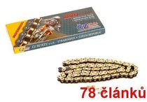 ČZ řetěz 420MX barva zlatá, 78 článků včetně rozpojovací spojky CLIP