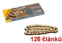 ČZ řetěz 420MX barva zlatá, 126 článků včetně rozpojovací spojky CLIP
