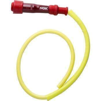 NGK koncovka zapalovací svíčky (fajfka) ebonitová, rovná barva červená kabel 50 cm barva žlutá (NR 8539)