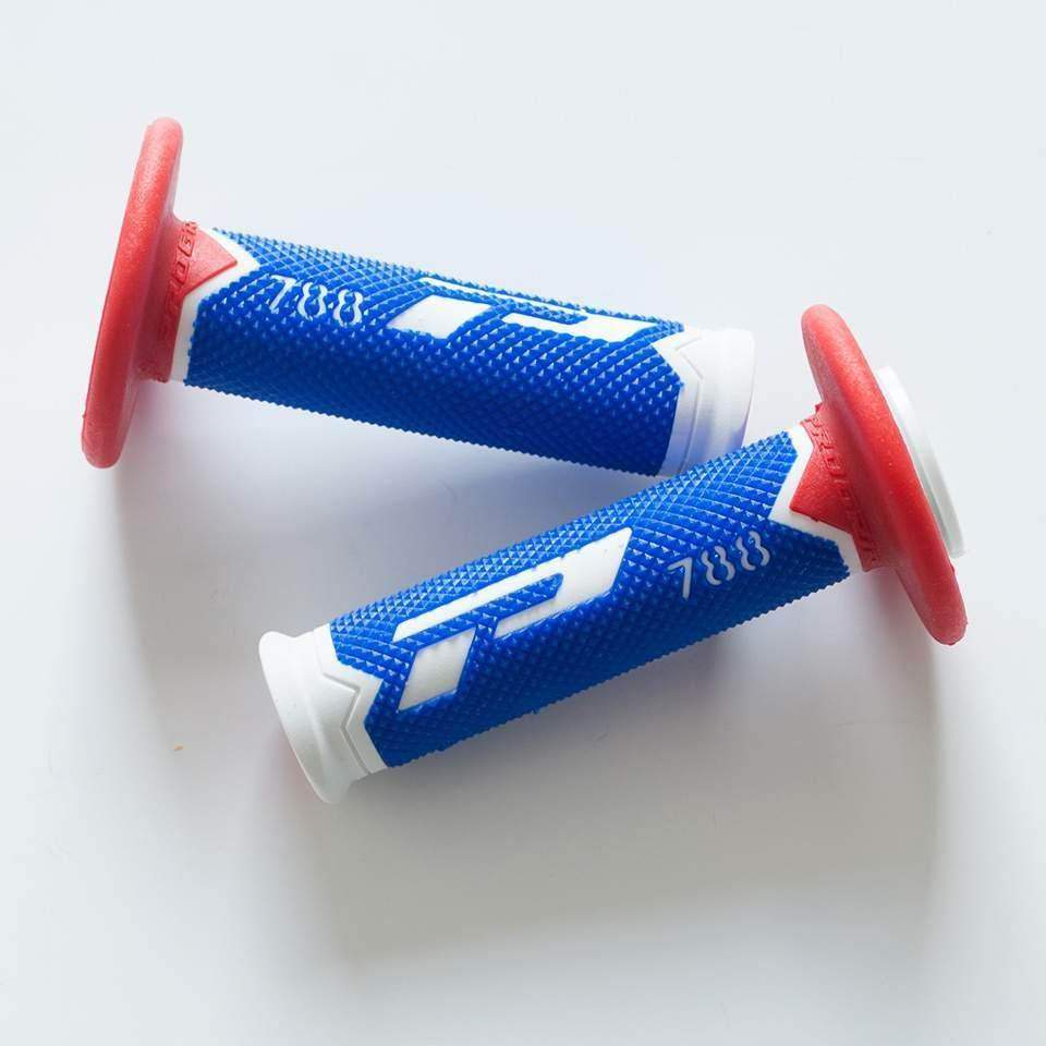 PROGRIP gripy PG788 OFF ROAD (22+25mm, délka 115mm) barva bílá/modrá/červená (trojdílné) (788-227) (PG788/20)