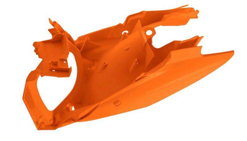 RACETECH boční tabulky zadní KTM SX/SXF 11-13, EXC 12-13, barva oranžová (s krytem vzduchového filtru) (CFKTMAR0013)