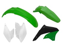 RACETECH kompletní plasty KAWASAKI KLX 450R 07-15, barva OEM (bílá zelená černá)