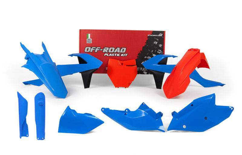 RACETECH kompletní plasty KTM SX 125/150 16-18, SX 250 17-18, SXF 250/350/450 16-18, barva modrá/oranžová (6 dílů)