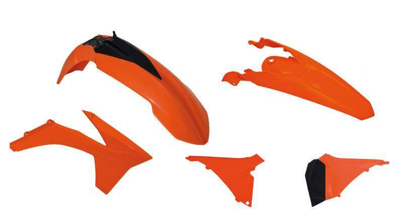 RACETECH kompletní plasty KTM EXC/EXCF 125/150/250/350/450/500 12-13, barva černá oranžová (s krytem filtru) (KT513E999)