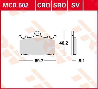 TRW MCB602SV sintrované přední brzdové destičky na motorku