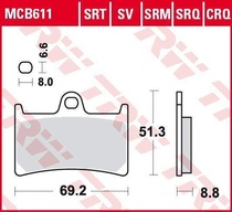 TRW MCB611SRT racing sintrované přední brzdové destičky na motorku
