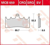 TRW MCB659SV sintrované přední brzdové destičky na motorku
