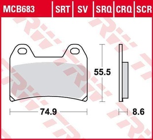 TRW MCB683SRT racing sintrované přední brzdové destičky na motorku