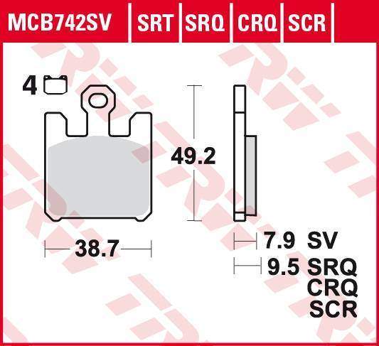 TRW MCB742SRT racing sintrované přední brzdové destičky na motorku