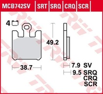 TRW MCB742SRT racing sintrované přední brzdové destičky na motorku