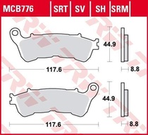 TRW MCB776SRT racing sintrované přední brzdové destičky na motorku