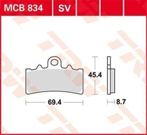 TRW MCB834SV sintrované přední brzdové destičky na motorku