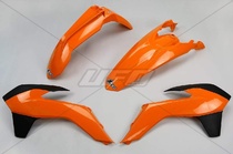 UFO kompletní plasty KTM EXC 14-16, barva OEM 14 (oranžová/černá)