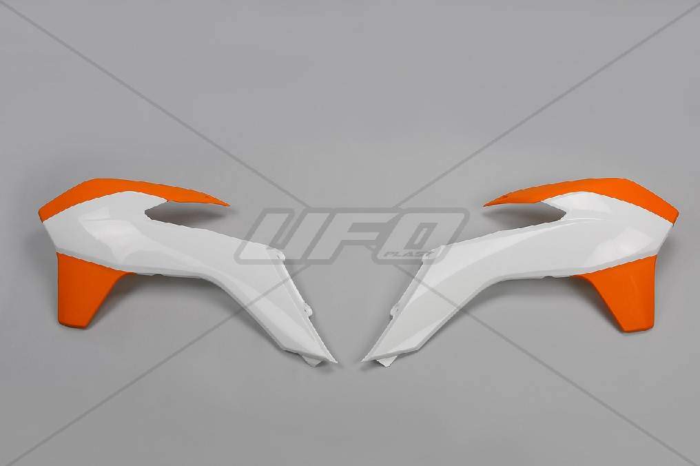 UFO kryt chladiče KTM SX/SXF 13-15, EXC 14-16, barva oranžová/bílá